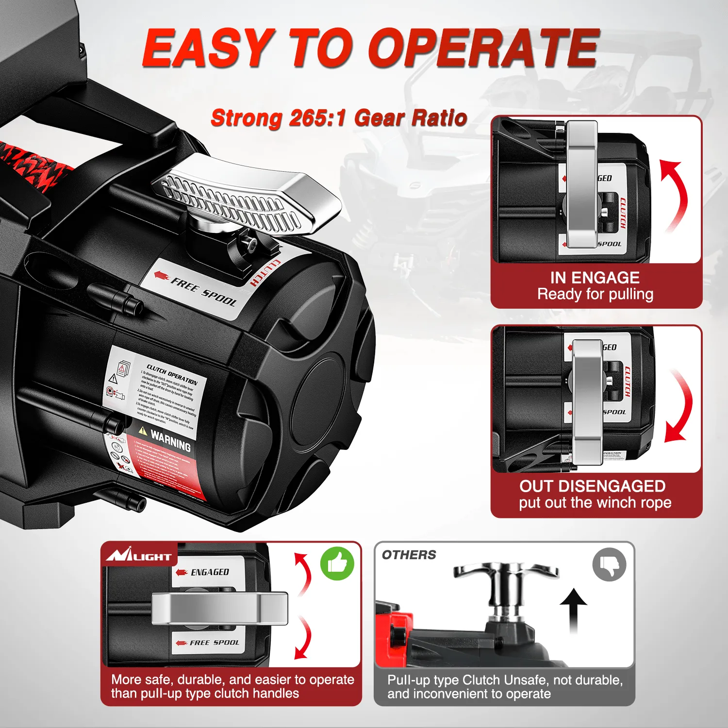 12000 lb ATV/UTV Electric Winch Kit With Synthetic Rope 3-IN-1 Smart Remote