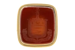 Antique 18ct Gold Carnelian Intaglio Seal Pendant, 'Virtue Alone Ennobles'