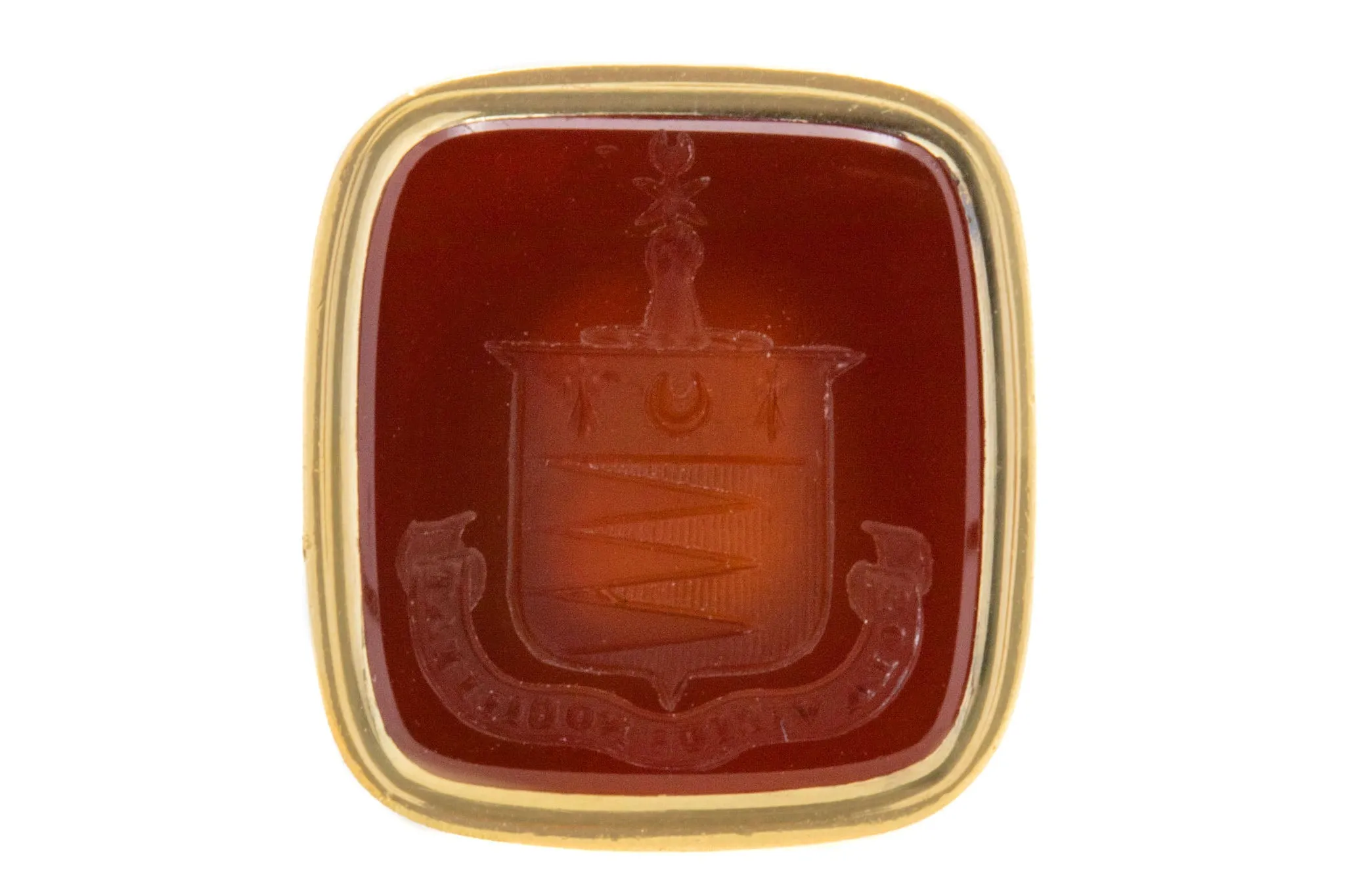 Antique 18ct Gold Carnelian Intaglio Seal Pendant, 'Virtue Alone Ennobles'