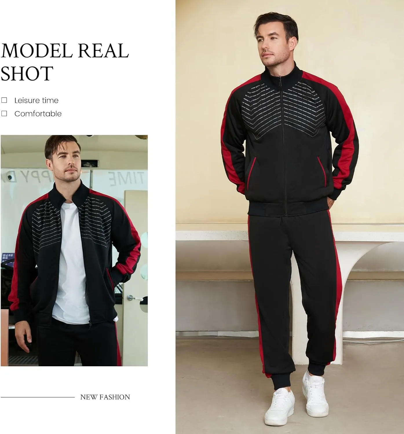 AOTORR Men's Tracksuit 2 Pieces Sweat Suits Casual Full Zip Long Sleeve Outfit Sports Jogging Suits Set