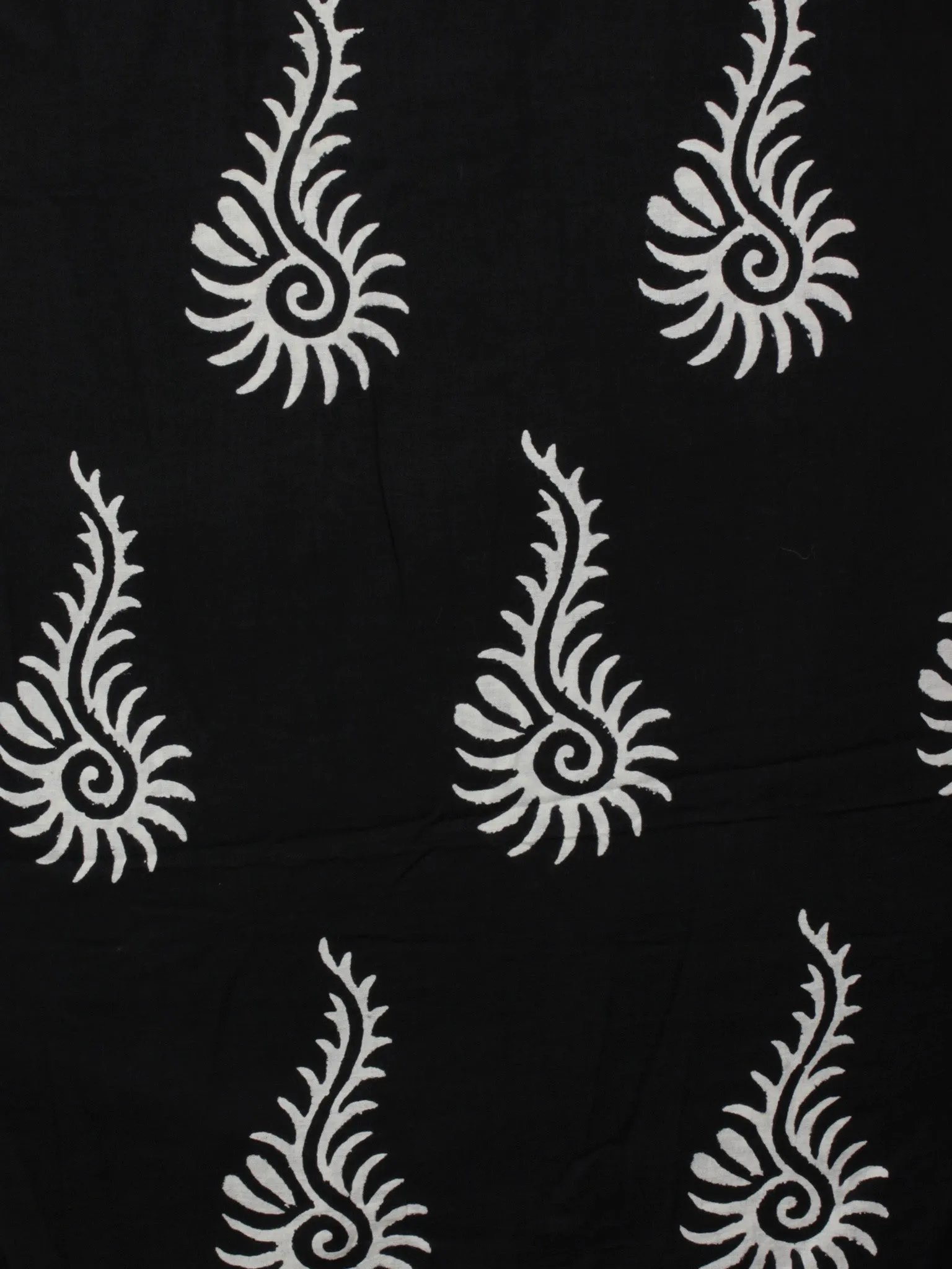 Black White Red Ivory Hand Block Printed Cotton Suit-Salwar Fabric & Dupatta - S1628189