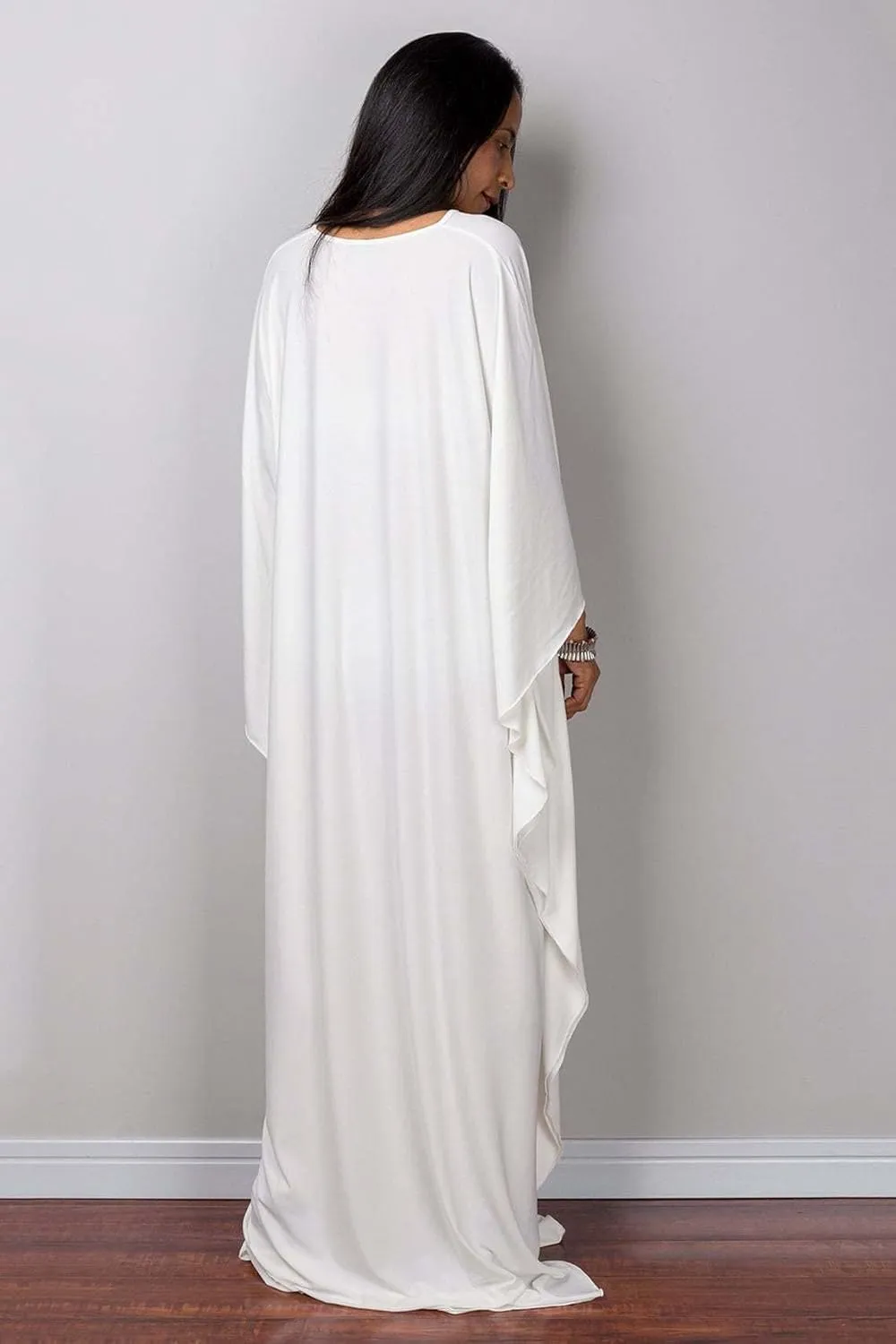 Caftan Dresses for Women Solid Color Plus Size Beach Dress V Neck Cover Up Loose Soft Kaftan Loungewear