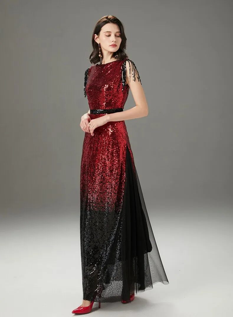 FashionSierra - Tassels Color Block Layered Elegant Party Prom Dresses
