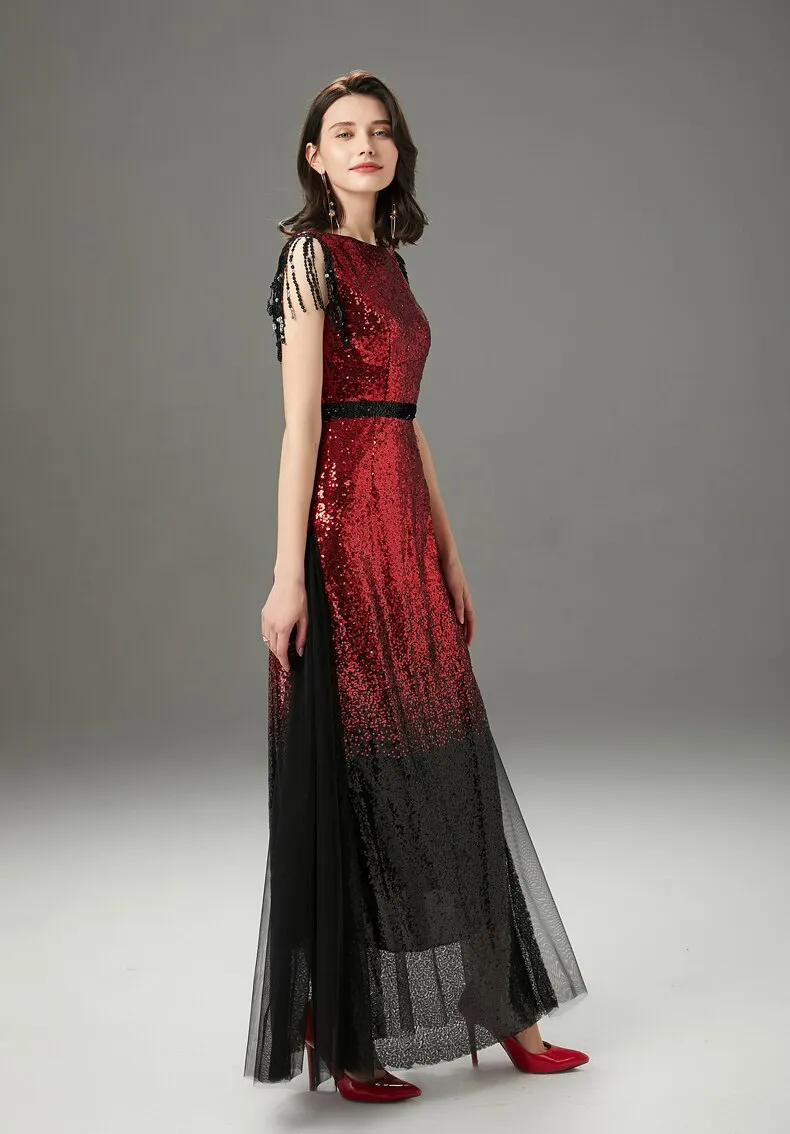 FashionSierra - Tassels Color Block Layered Elegant Party Prom Dresses