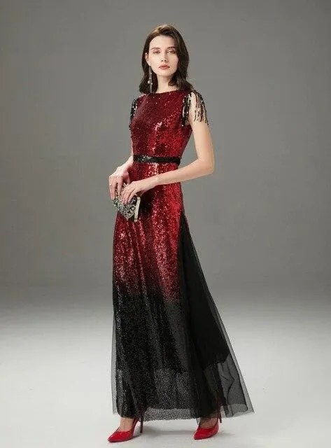 FashionSierra - Tassels Color Block Layered Elegant Party Prom Dresses