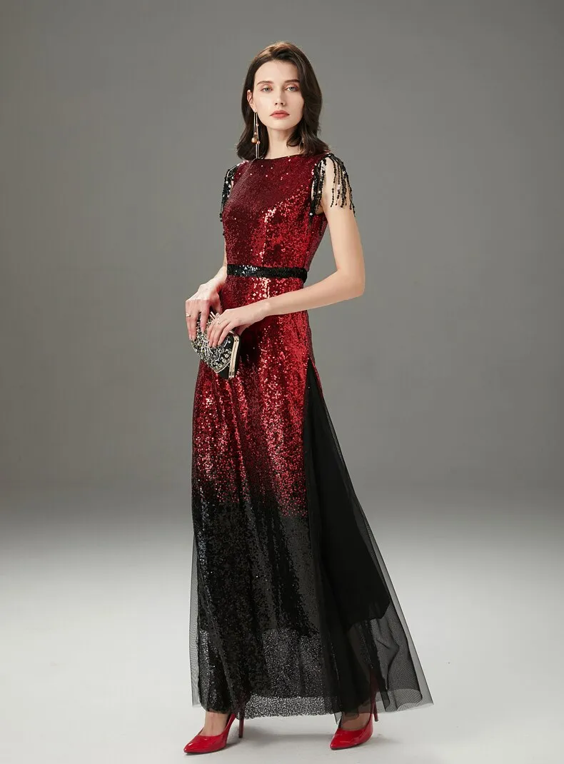 FashionSierra - Tassels Color Block Layered Elegant Party Prom Dresses