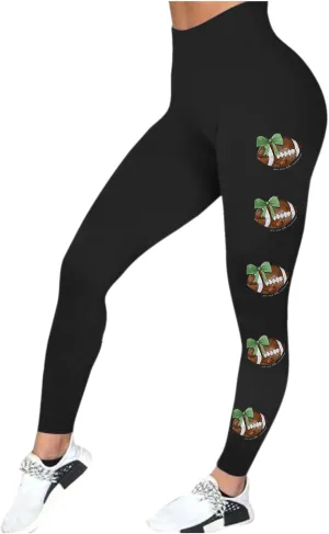 Football Leggings for Women High Waisted Pants for Women Tummy Control Leggings Yoga Pants Soft Buttery Tights