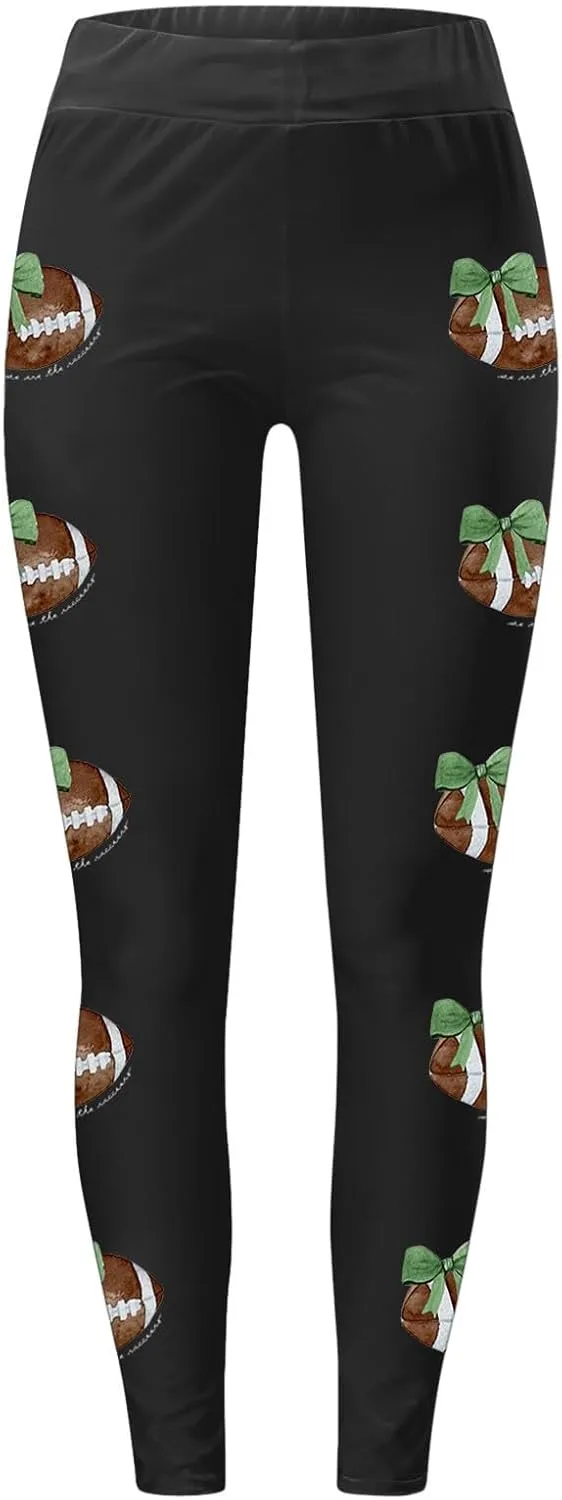Football Leggings for Women High Waisted Pants for Women Tummy Control Leggings Yoga Pants Soft Buttery Tights