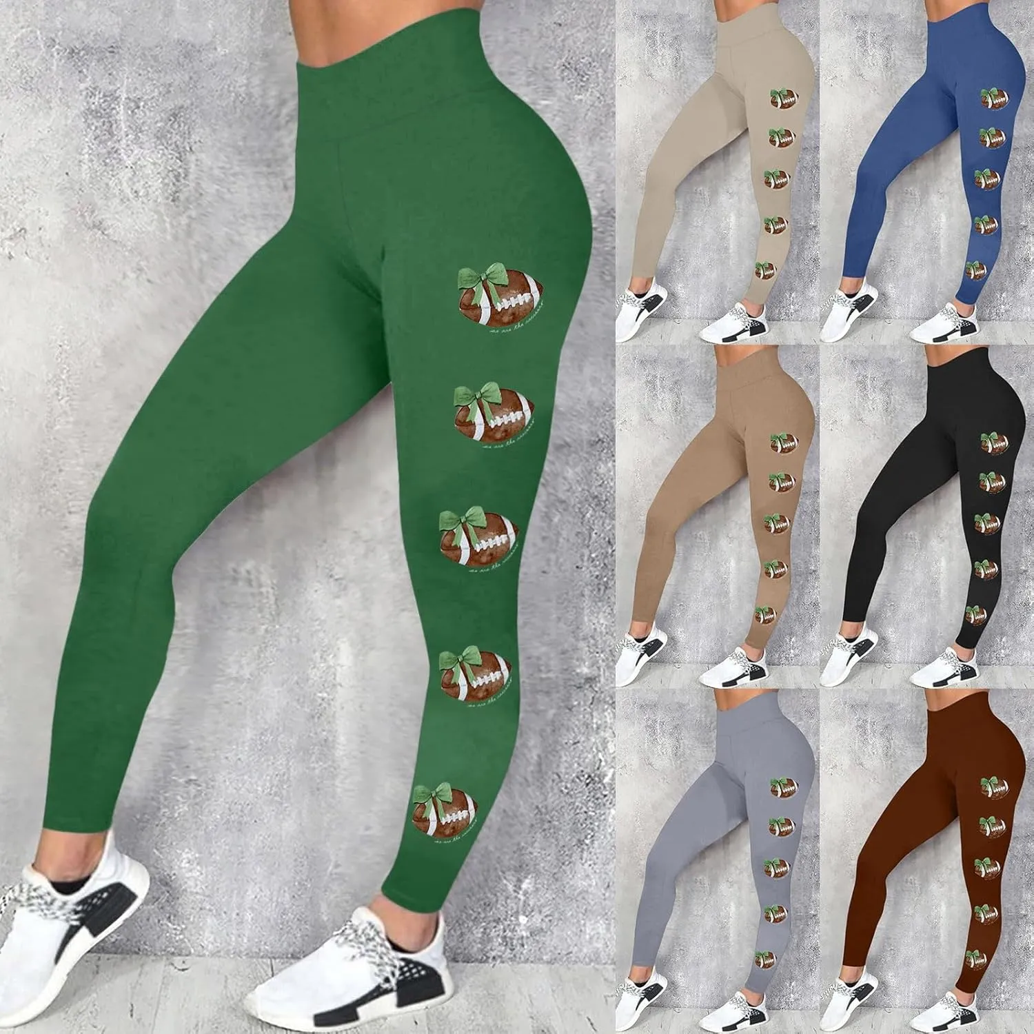 Football Leggings for Women High Waisted Pants for Women Tummy Control Leggings Yoga Pants Soft Buttery Tights