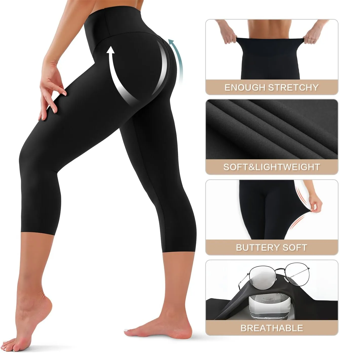 High Waisted Leggings for Women - Tummy Control Yoga Pants for Workout Running Athletic Women's Leggings Plus Size