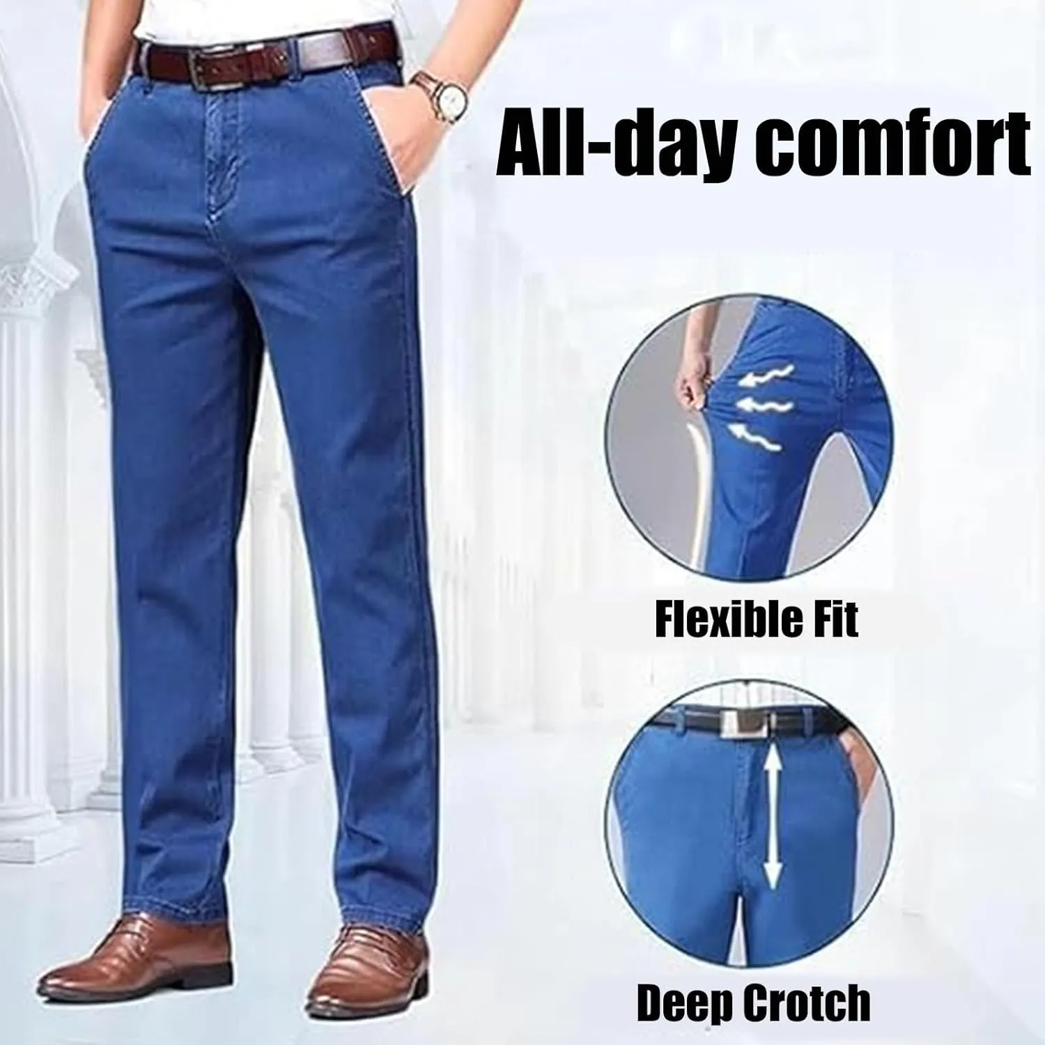 Jett Jeans for Older Men, Men's Classic Straight Fit Stretch Jeans