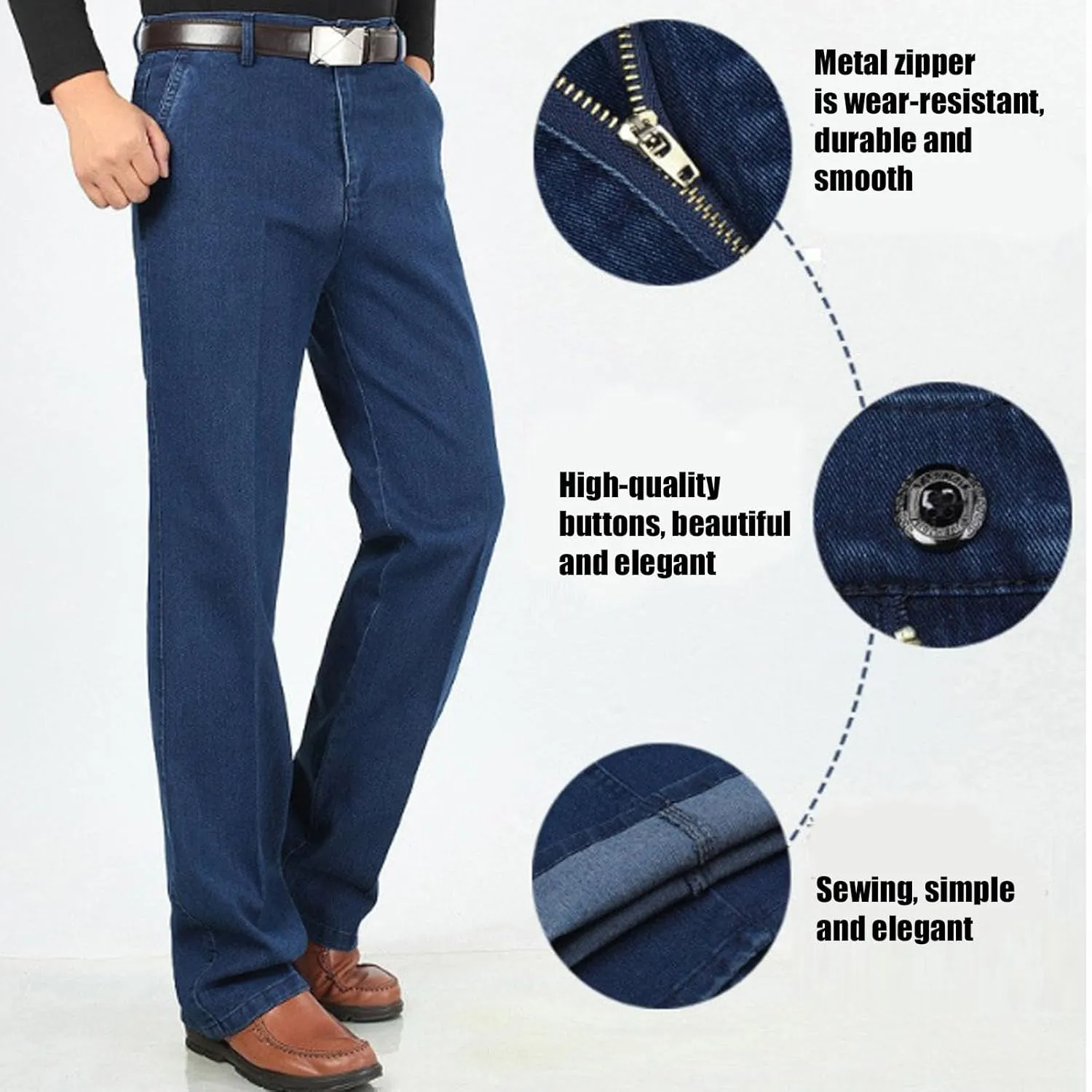 Jett Jeans for Older Men, Men's Classic Straight Fit Stretch Jeans
