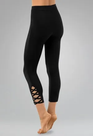 Lattice Hem Cropped Leggings