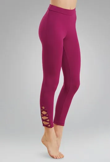 Lattice Hem Cropped Leggings