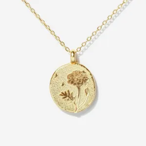 Marigold Birth Flower Necklace - Oct