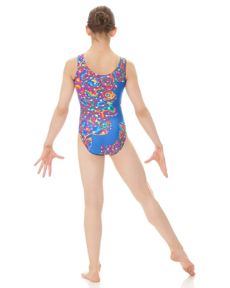 Mondor Printed Cut Out Gymnastic Tank Leotard - 7876C Girls