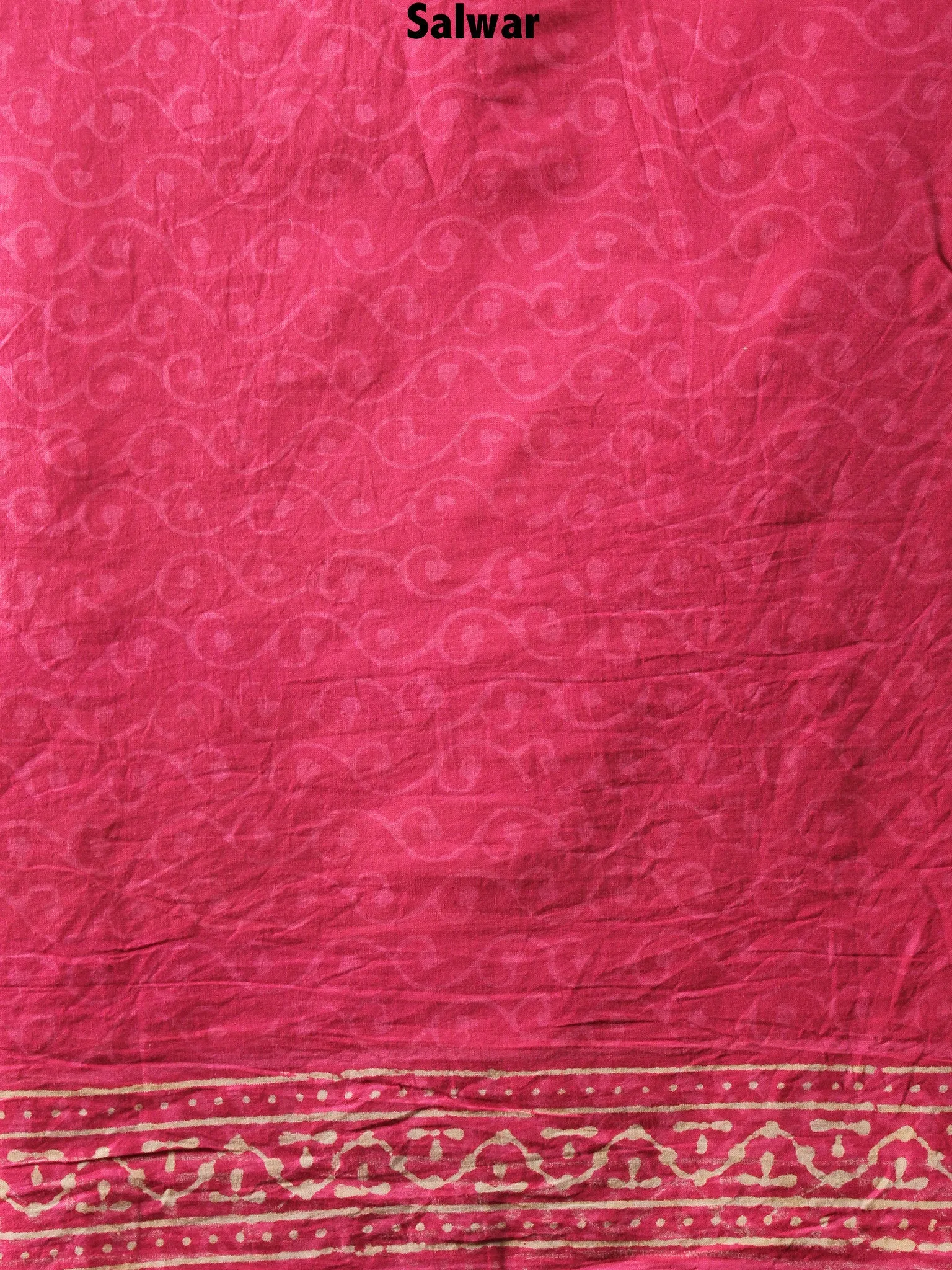 Rose Pink Beige Hand Block Printed Cotton Suit-Salwar Fabric With Chiffon Dupatta - S1628077