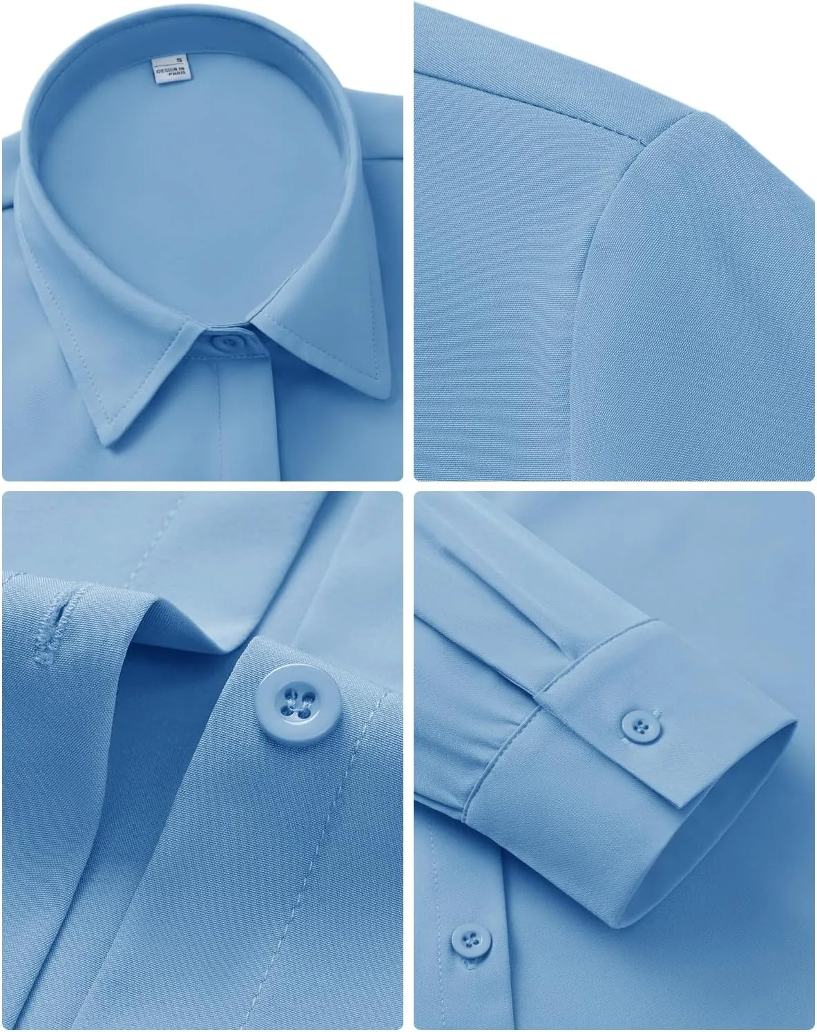 siliteelon Women's Stain Shield Dress Shirts Wrinkle Free Long Sleeve Shirts Solid Work Business Button Down Shirts