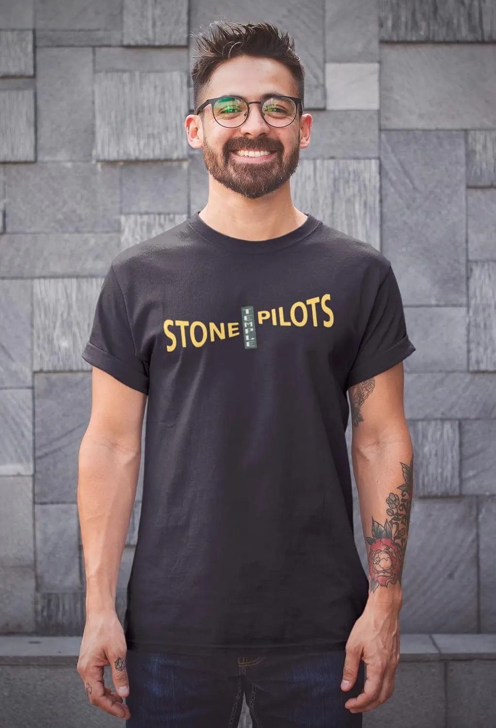 Stone Temple Pilots Rock Band Logo Front & Back Print Adult Short Sleeve T-Shirt