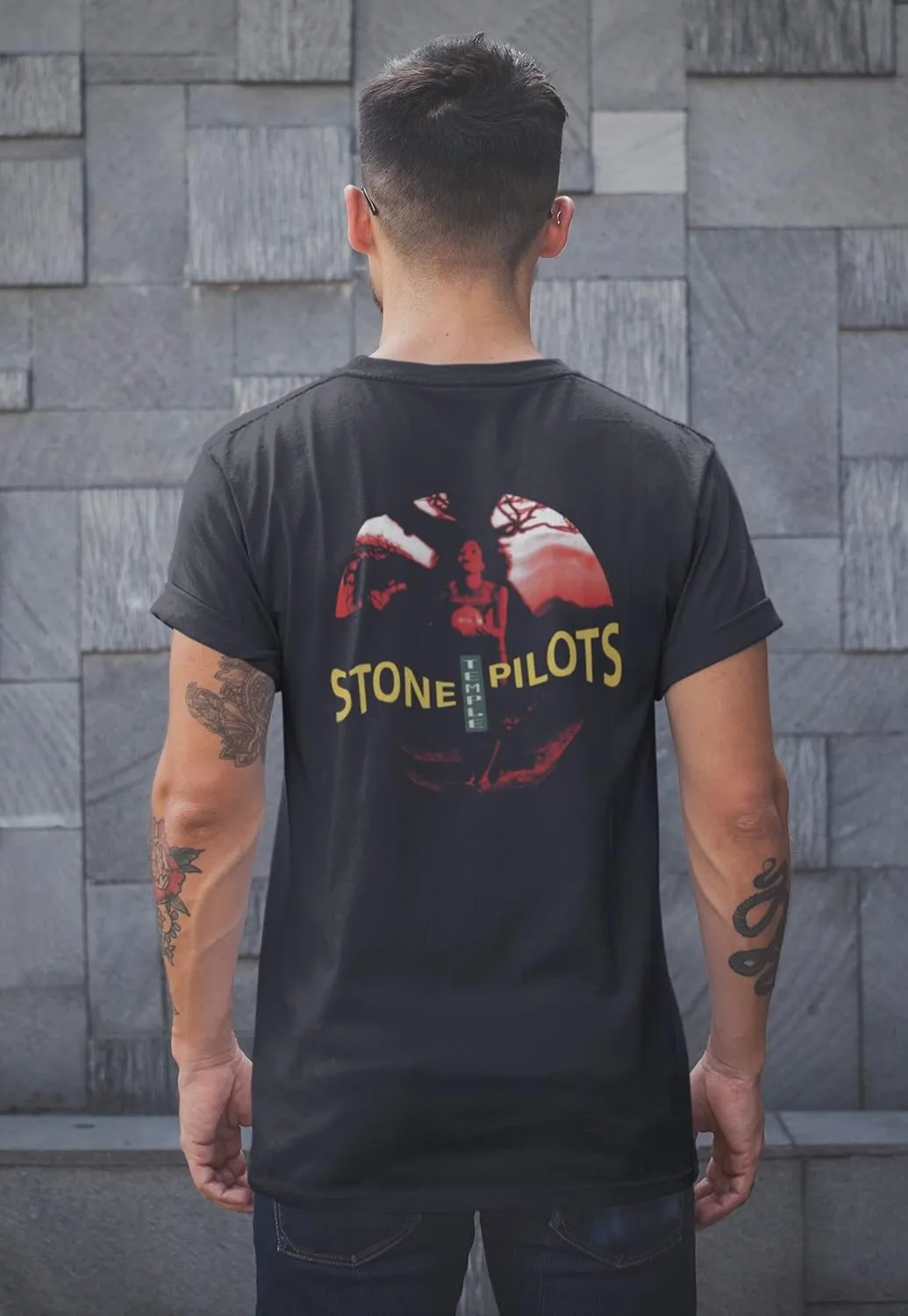 Stone Temple Pilots Rock Band Logo Front & Back Print Adult Short Sleeve T-Shirt